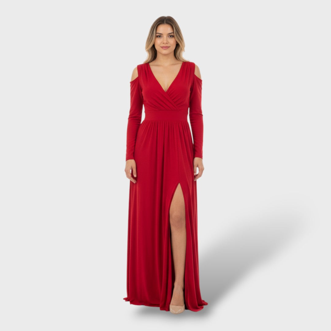 Vestido Largo Mujer con Abertura Lateral Ajustado