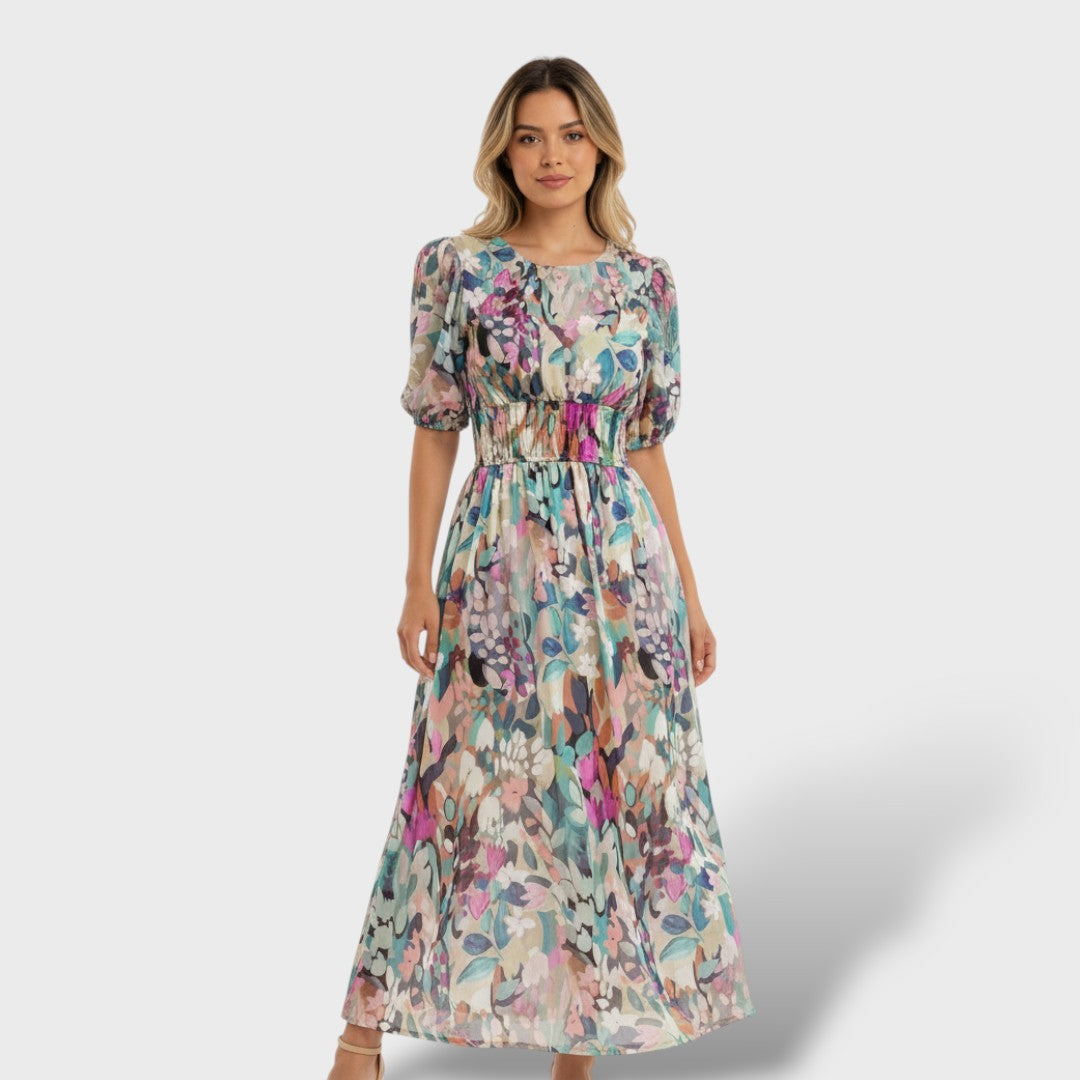 Vestido Midi Mujer Estampado Floral Ajuste Elegante - Mavetta