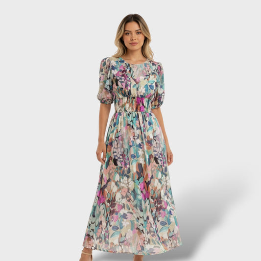 Vestido Midi Mujer Estampado Floral Ajuste Elegante - Mavetta