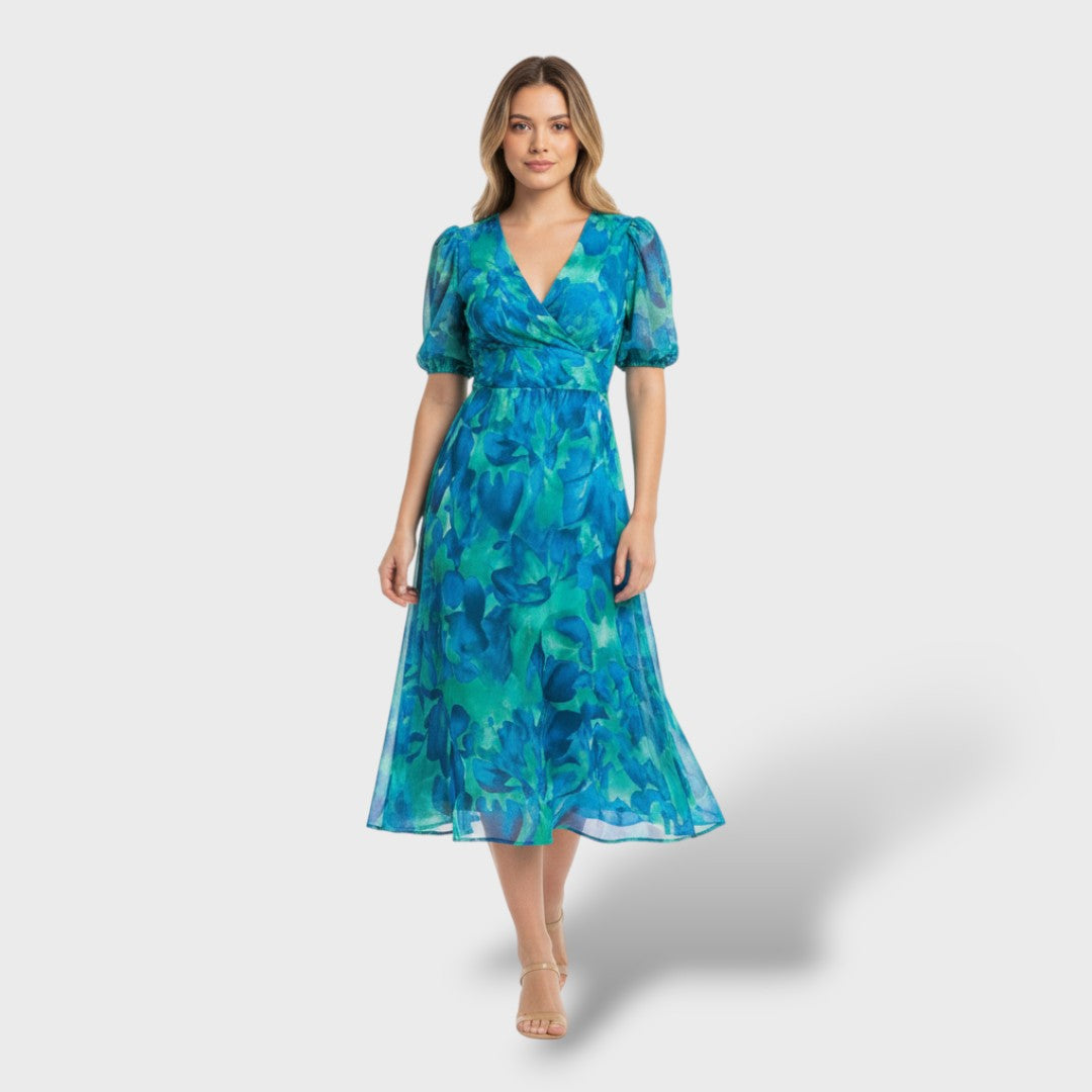 Vestido Midi Mujer Estampado Floral Ajuste Elegante