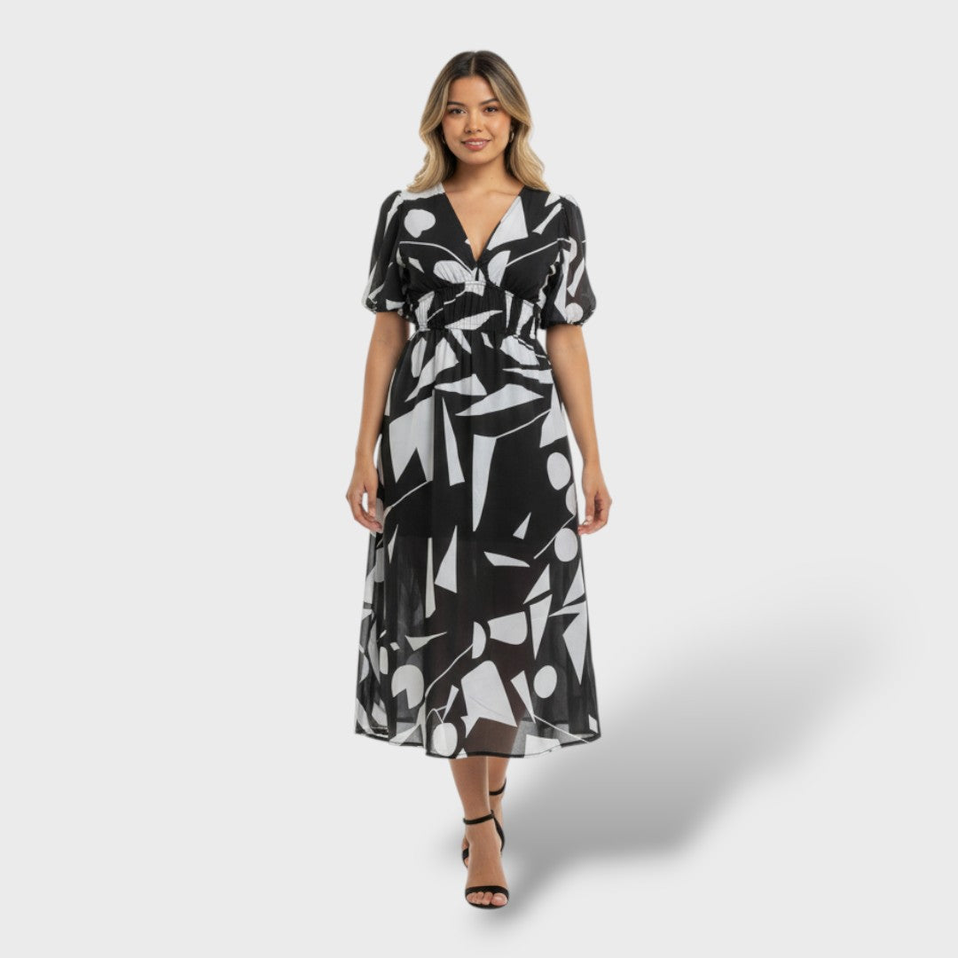 Vestido Midi Mujer Estampado Floral Ajuste Elegante