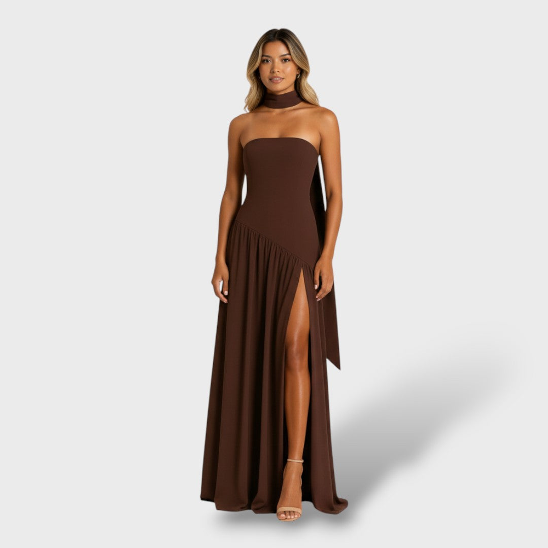 Vestido Largo Mujer Sin Tirantes Ajuste Elegante