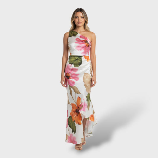 Vestido Largo Mujer Estampado Floral Asimétrico - Mavetta