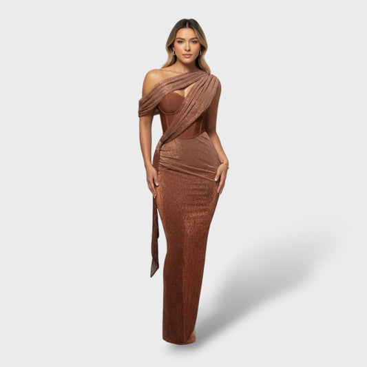 Vestido Largo Mujer Asimétrico Diseño Elegante - Mavetta