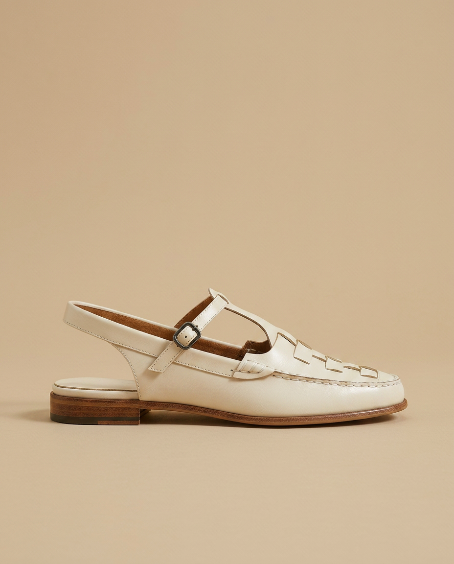 Sandalia Mujer de Cuero Trenzado Estilo Slingback
