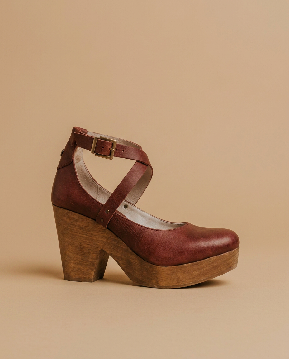 Zapatos Plataforma Mujer Mary Jane Tiras Cruzadas Cuña