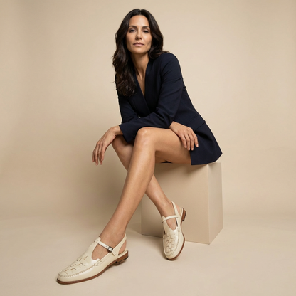Sandalia Mujer de Cuero Trenzado Estilo Slingback