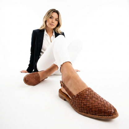 Sandalias mujer trenzadas slingback ajustables