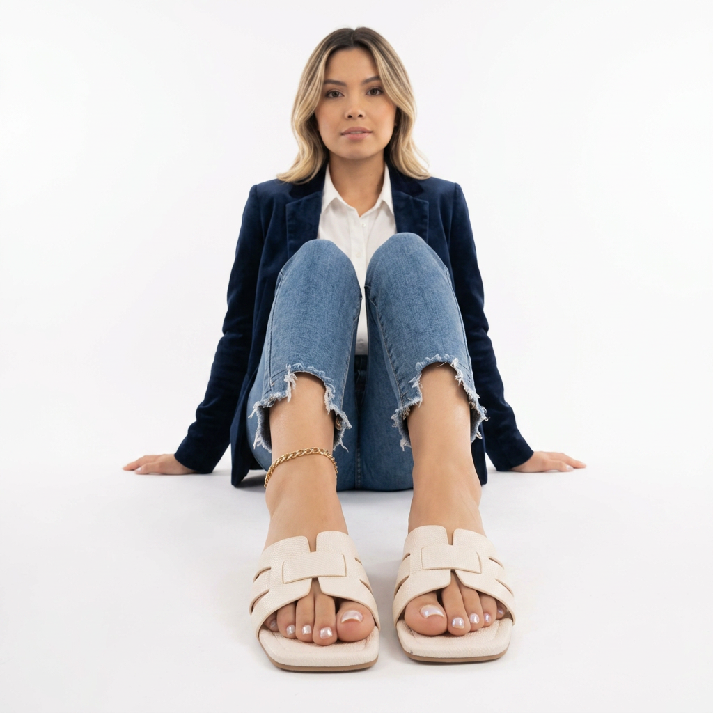 Sandalias Planas Mujer Piel Tira Minimalista