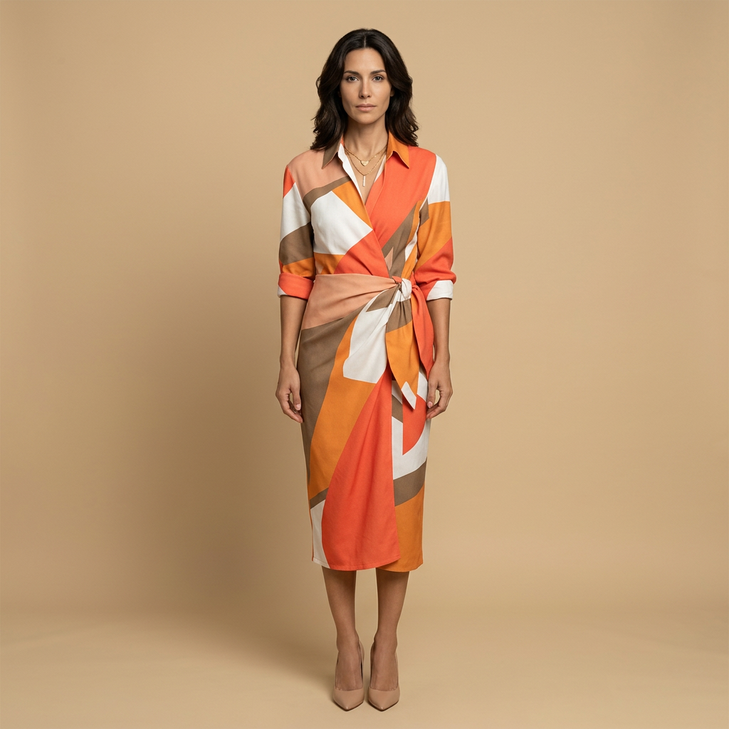 Vestido Largo Mujer Tipo Camisero Cruzado