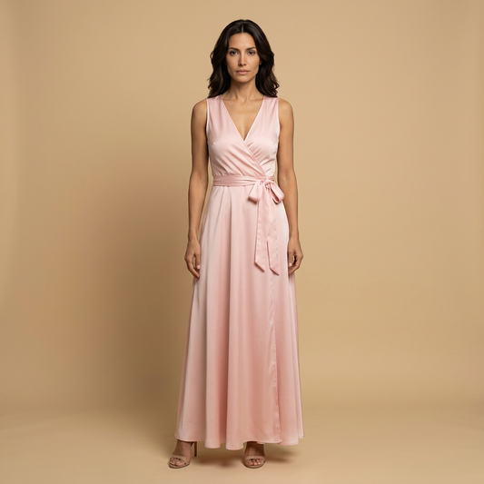 Vestido Largo Mujer Cruzado Escote en V Vuelo Maxi - Mavetta