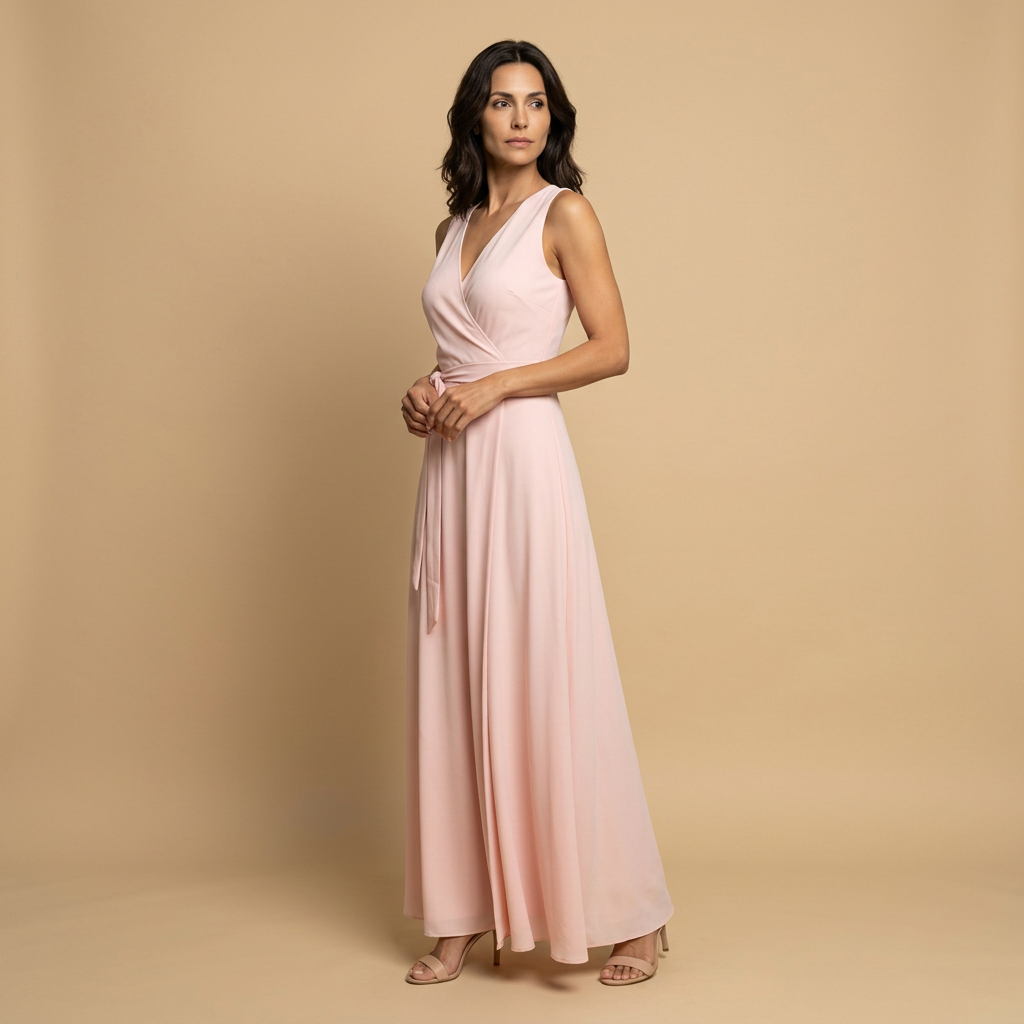 Vestido Largo Mujer Cruzado Escote en V Vuelo Maxi
