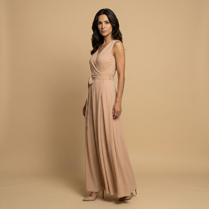 Vestido Largo Mujer Cruzado Escote en V Vuelo Maxi
