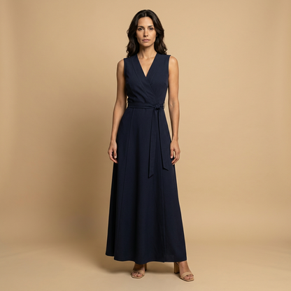 Vestido Largo Mujer Cruzado Escote en V Vuelo Maxi