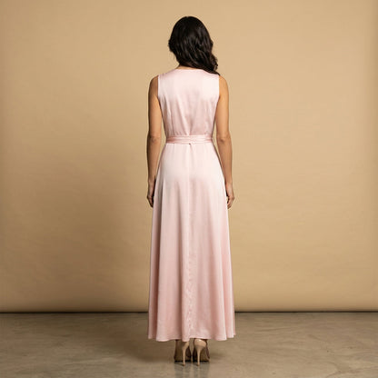 Vestido Largo Mujer Cruzado Escote en V Vuelo Maxi