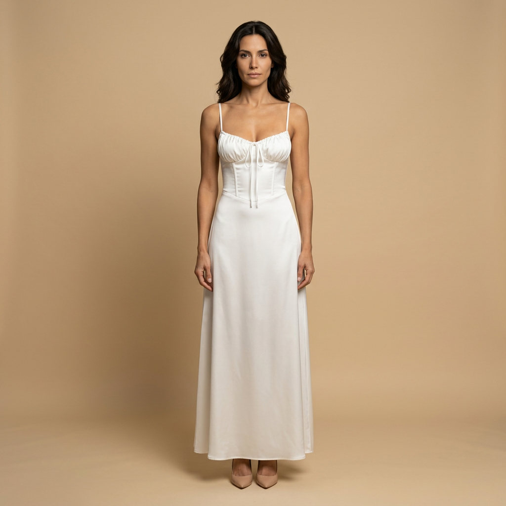 Vestido Largo Mujer de Satén Corset Tirantes Finos - Mavetta