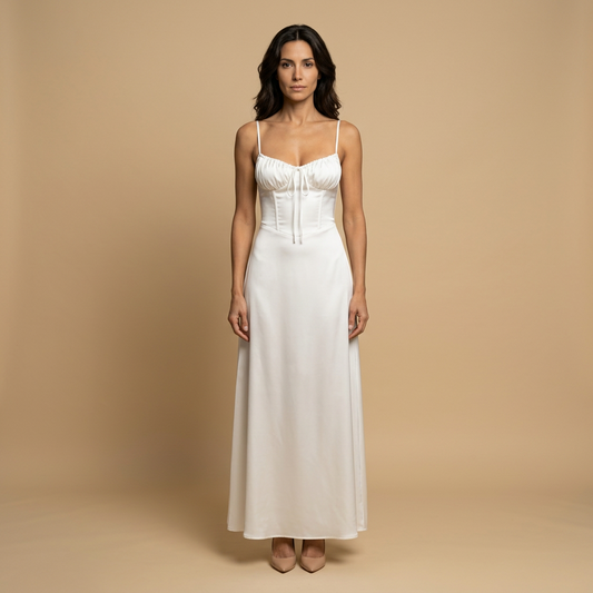 Vestido Largo Mujer de Satén Corset Tirantes Finos - Mavetta