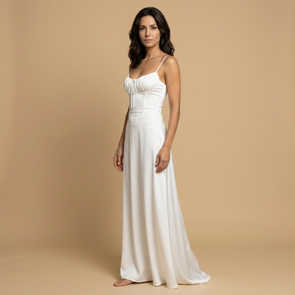 Vestido Largo Mujer de Satén Corset Tirantes Finos