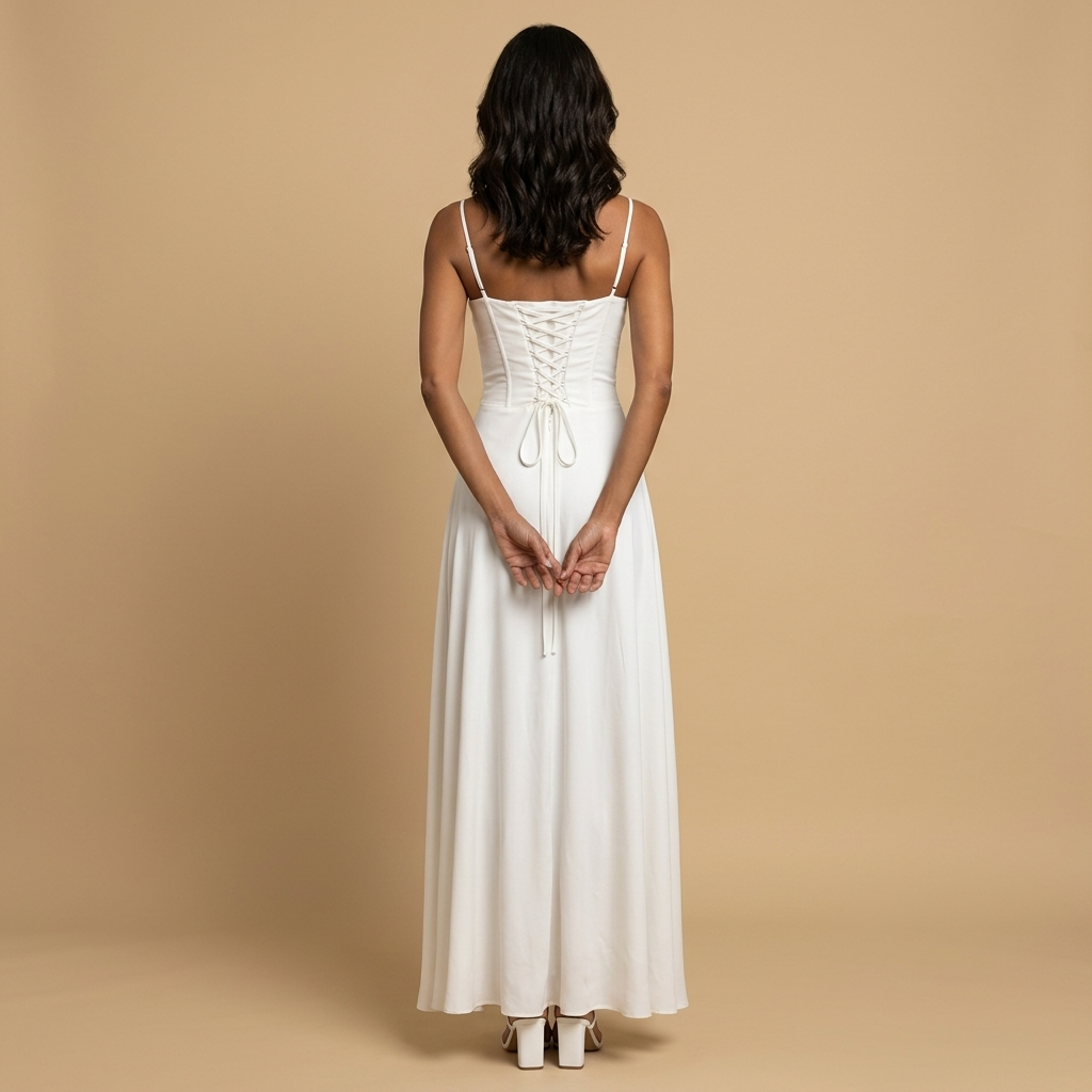 Vestido Largo Mujer de Satén Corset Tirantes Finos