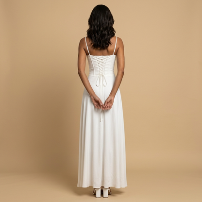 Vestido Largo Mujer de Satén Corset Tirantes Finos