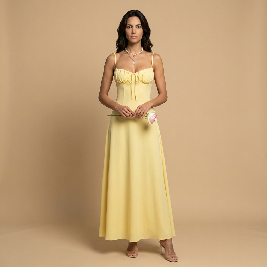 Vestido Largo Mujer de Satén Corset Tirantes Finos