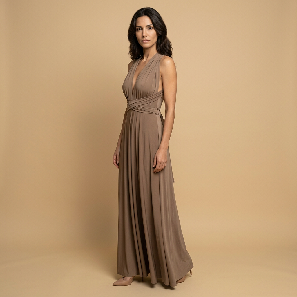 Vestido Largo Mujer Cruzado Escote en V Multiposición