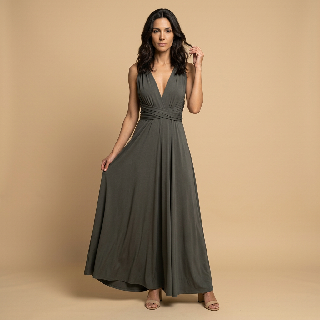 Vestido Largo Mujer Cruzado Escote en V Multiposición