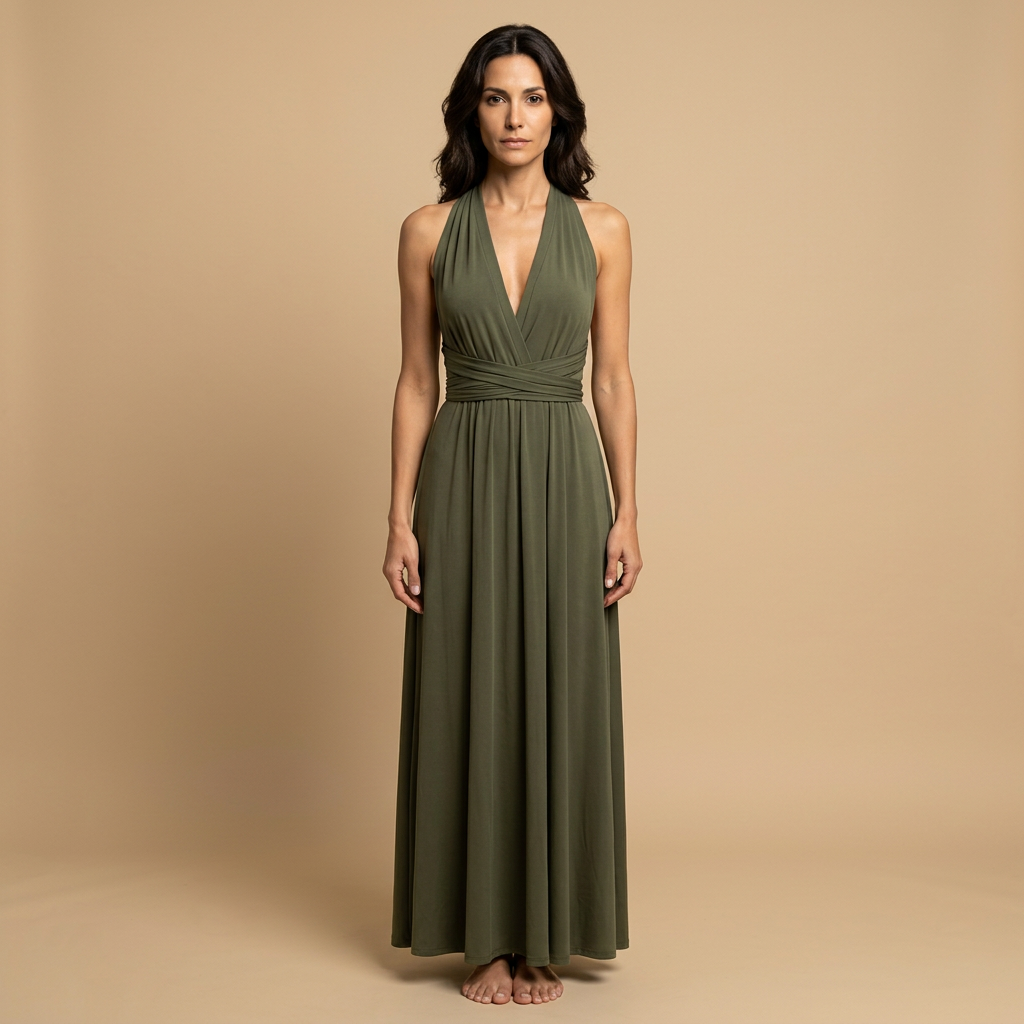 Vestido Largo Mujer Cruzado Escote en V Multiposición