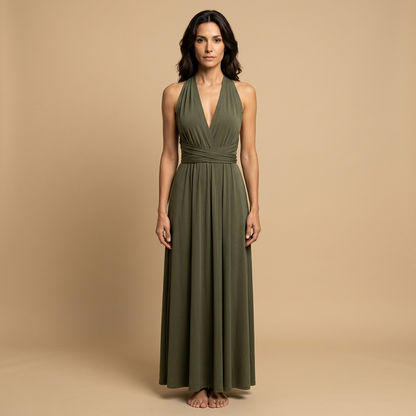 Vestido Largo Mujer Cruzado Escote en V Multiposición
