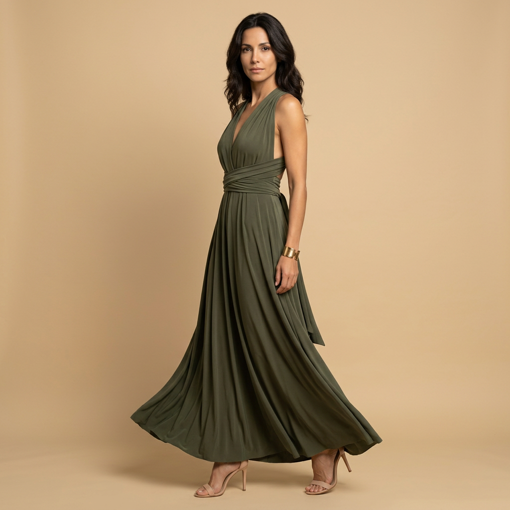 Vestido Largo Mujer Cruzado Escote en V Multiposición