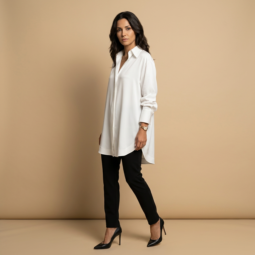Camisa Mujer Algodón Oversize Cuello Camisero