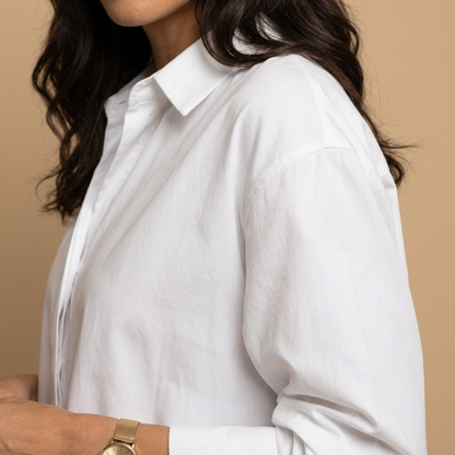 Camisa Mujer Algodón Oversize Cuello Camisero