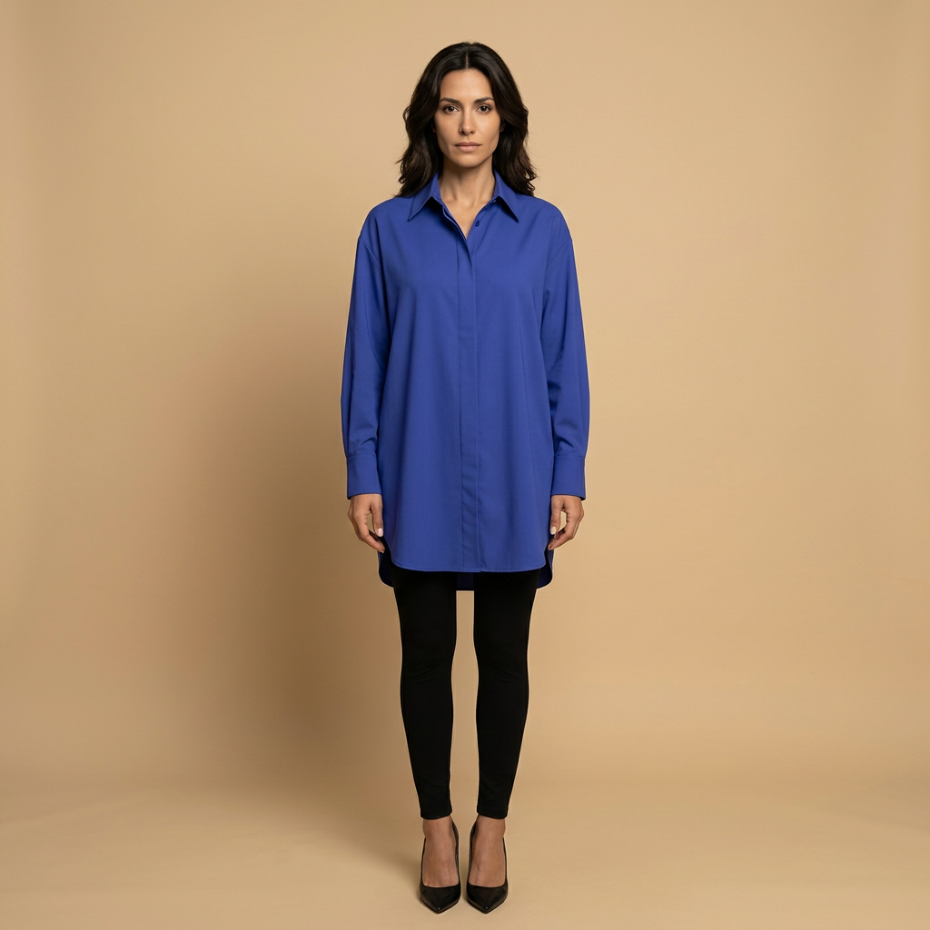 Camisa Mujer Algodón Oversize Cuello Camisero