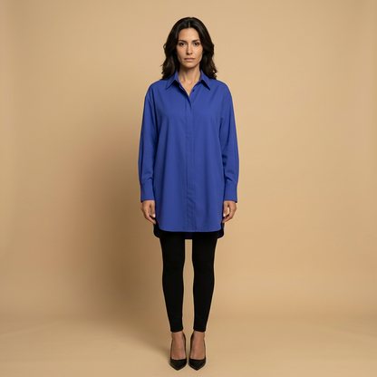 Camisa Mujer Algodón Oversize Cuello Camisero