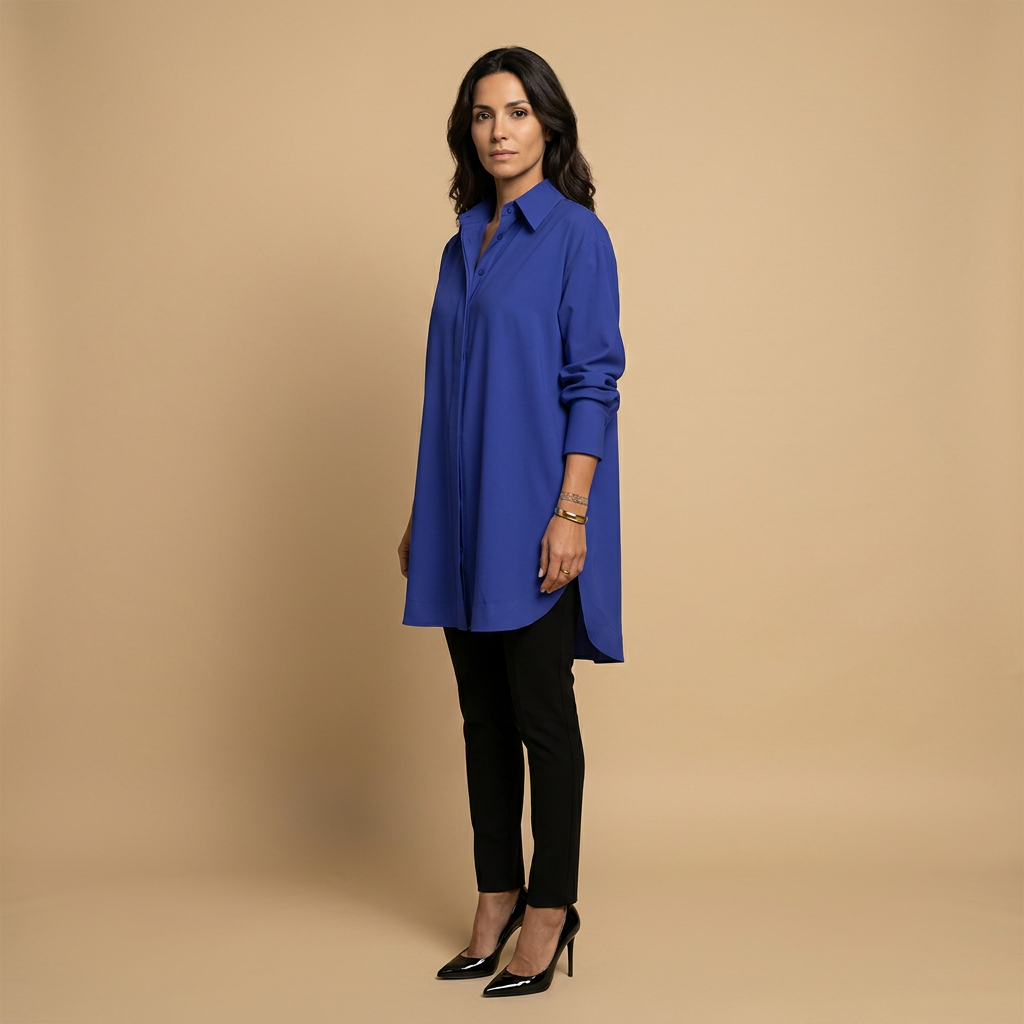 Camisa Mujer Algodón Oversize Cuello Camisero