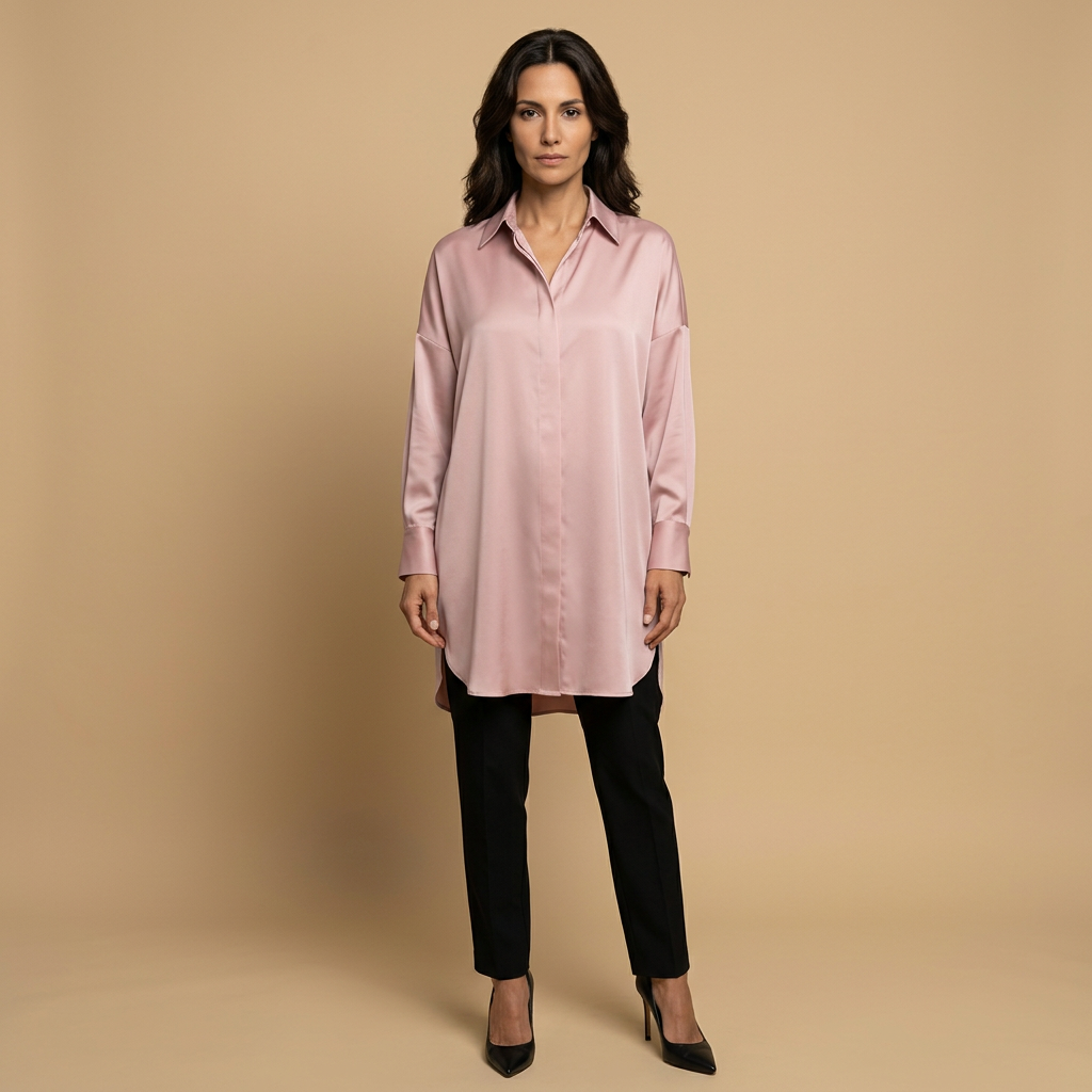 Camisa Mujer Algodón Oversize Cuello Camisero