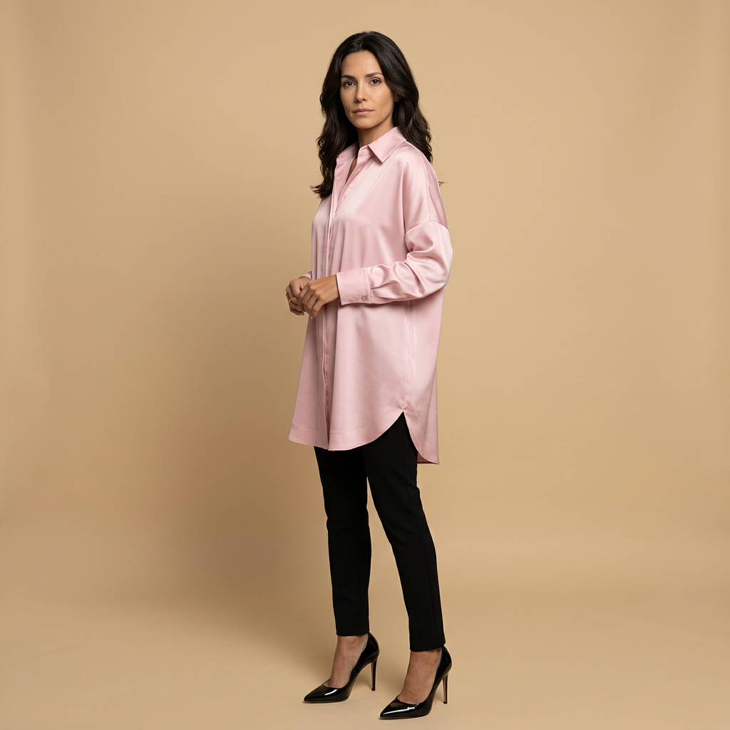 Camisa Mujer Algodón Oversize Cuello Camisero
