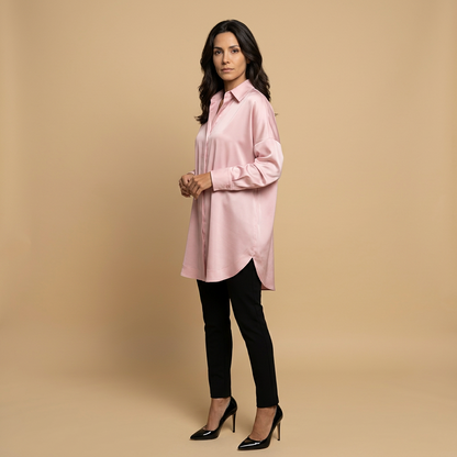 Camisa Mujer Algodón Oversize Cuello Camisero