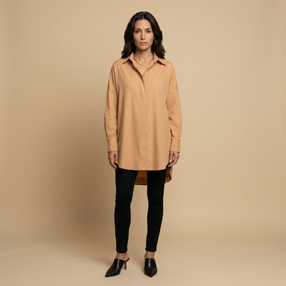 Camisa Mujer Algodón Oversize Cuello Camisero