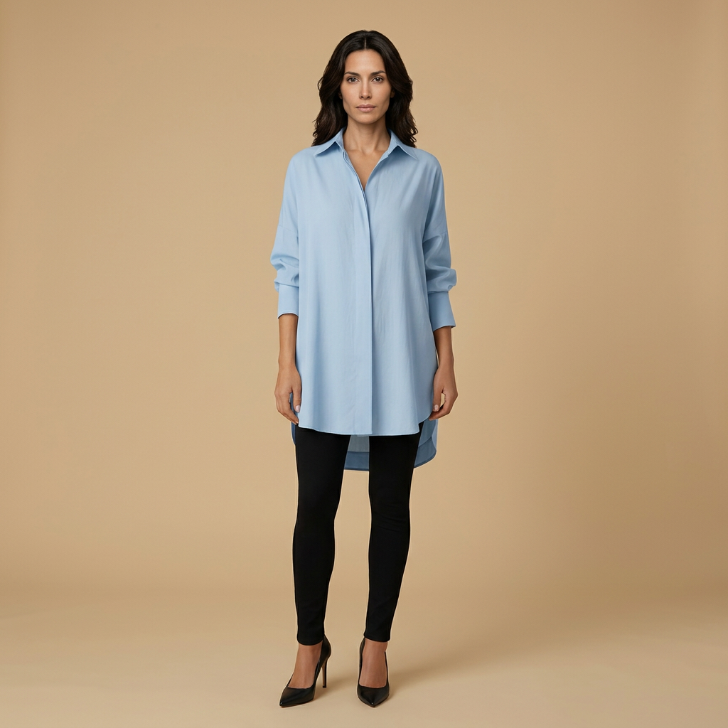 Camisa Mujer Algodón Oversize Cuello Camisero