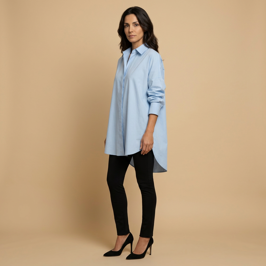 Camisa Mujer Algodón Oversize Cuello Camisero
