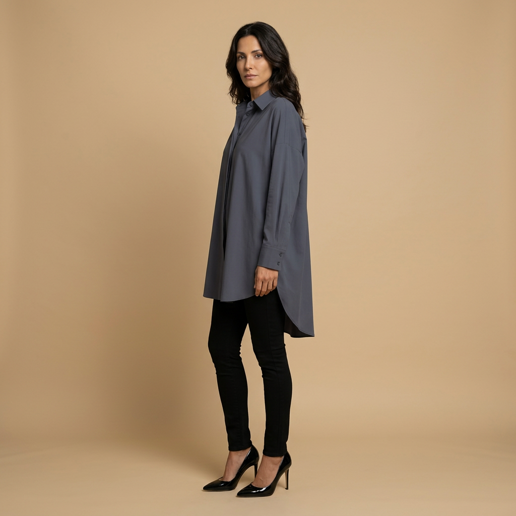 Camisa Mujer Algodón Oversize Cuello Camisero