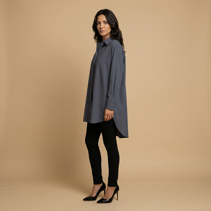 Camisa Mujer Algodón Oversize Cuello Camisero