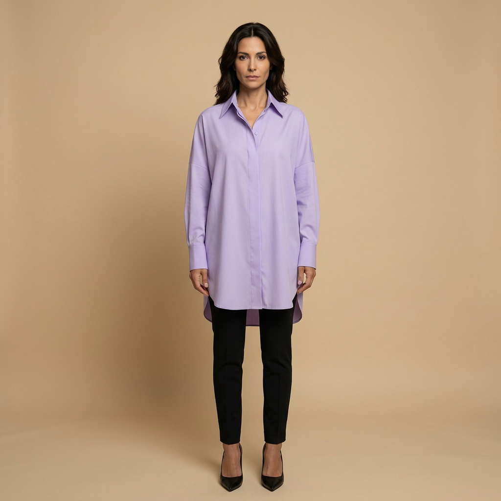Camisa Mujer Algodón Oversize Cuello Camisero