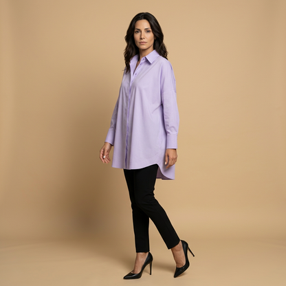 Camisa Mujer Algodón Oversize Cuello Camisero