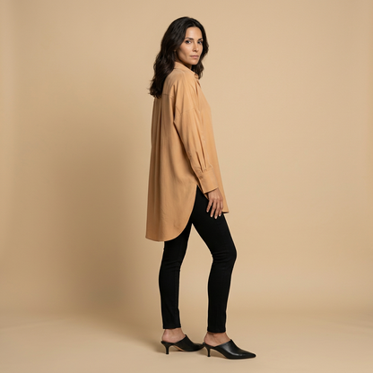 Camisa Mujer Algodón Oversize Cuello Camisero