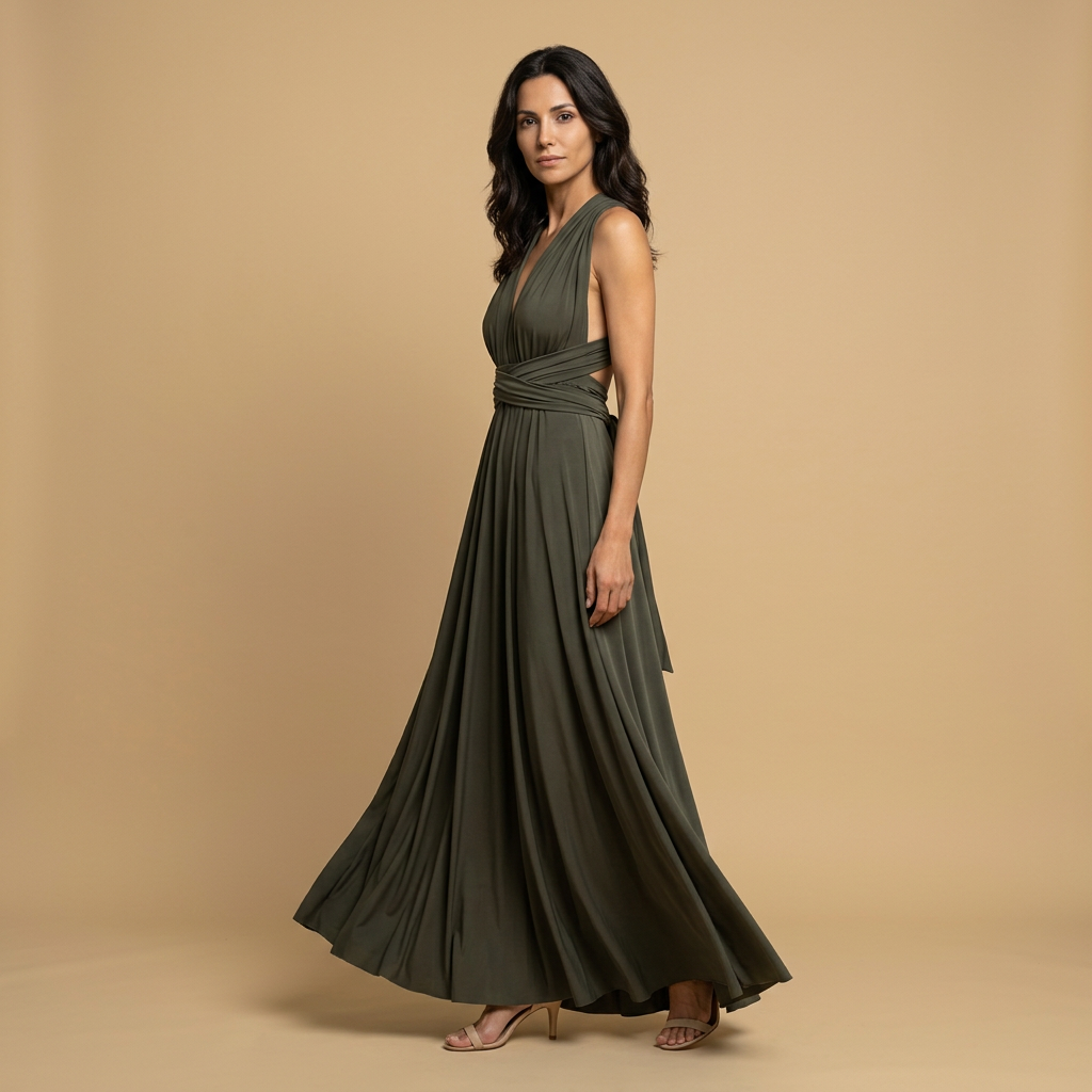 Vestido Largo Mujer Cruzado Escote en V Multiposición