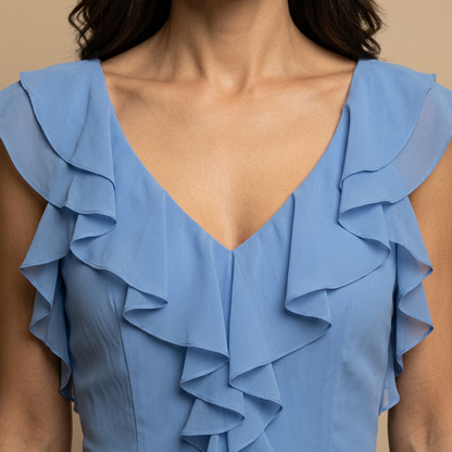 Vestido Largo Mujer Asimétrico Volantes Escote en V Tirantes Finos