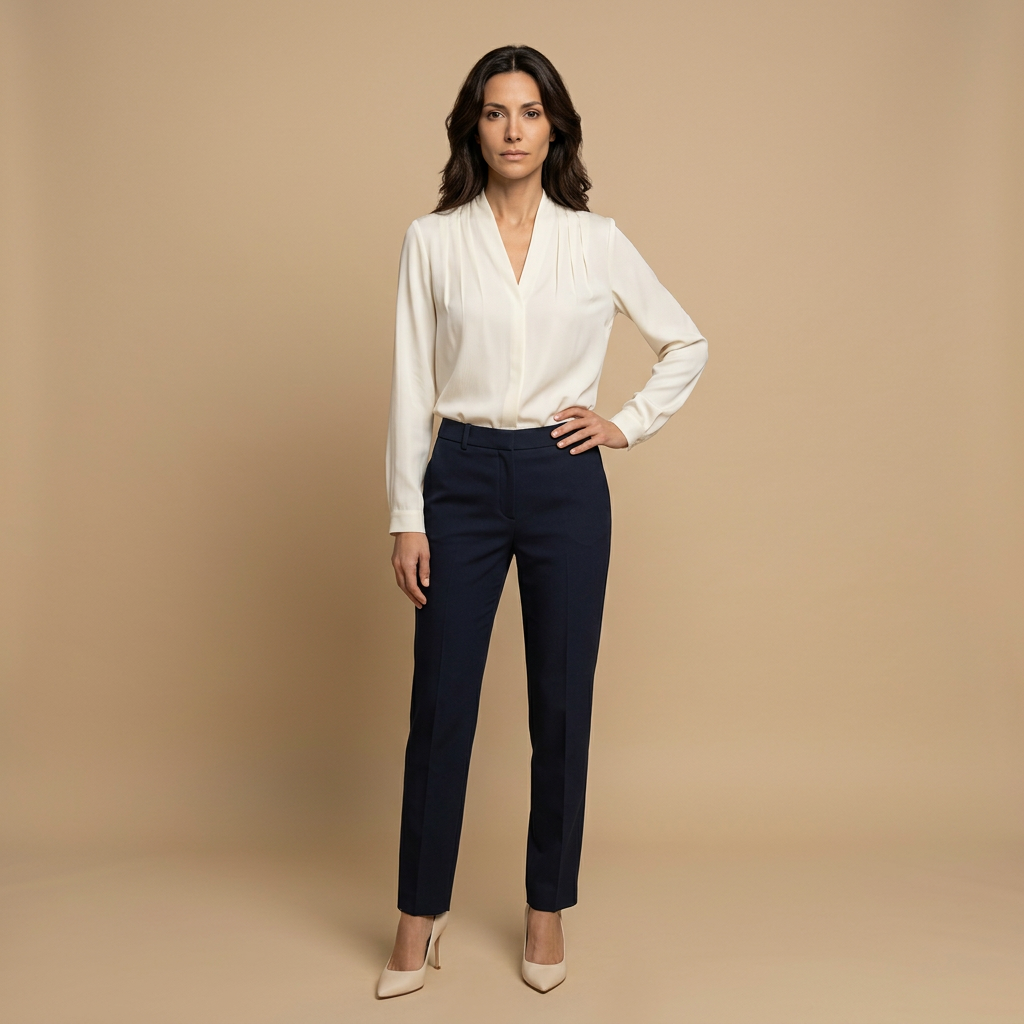 Blusa Mujer de Crepé Escote en V Pliegues Manga Larga - Mavetta
