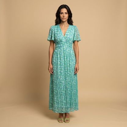 Vestido Largo Mujer Cruzado Escote en V Manga Mariposa